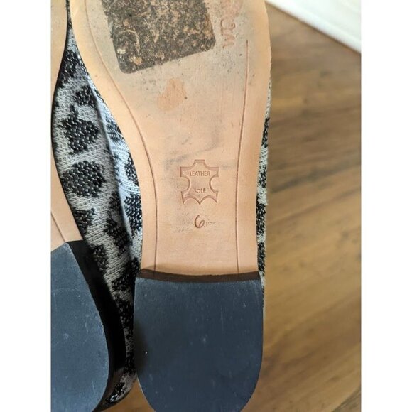 Sam Edelman Sara Black Leather Sequence Leopard Print Captoe Flat Shoes Women's - Picture 8 of 9